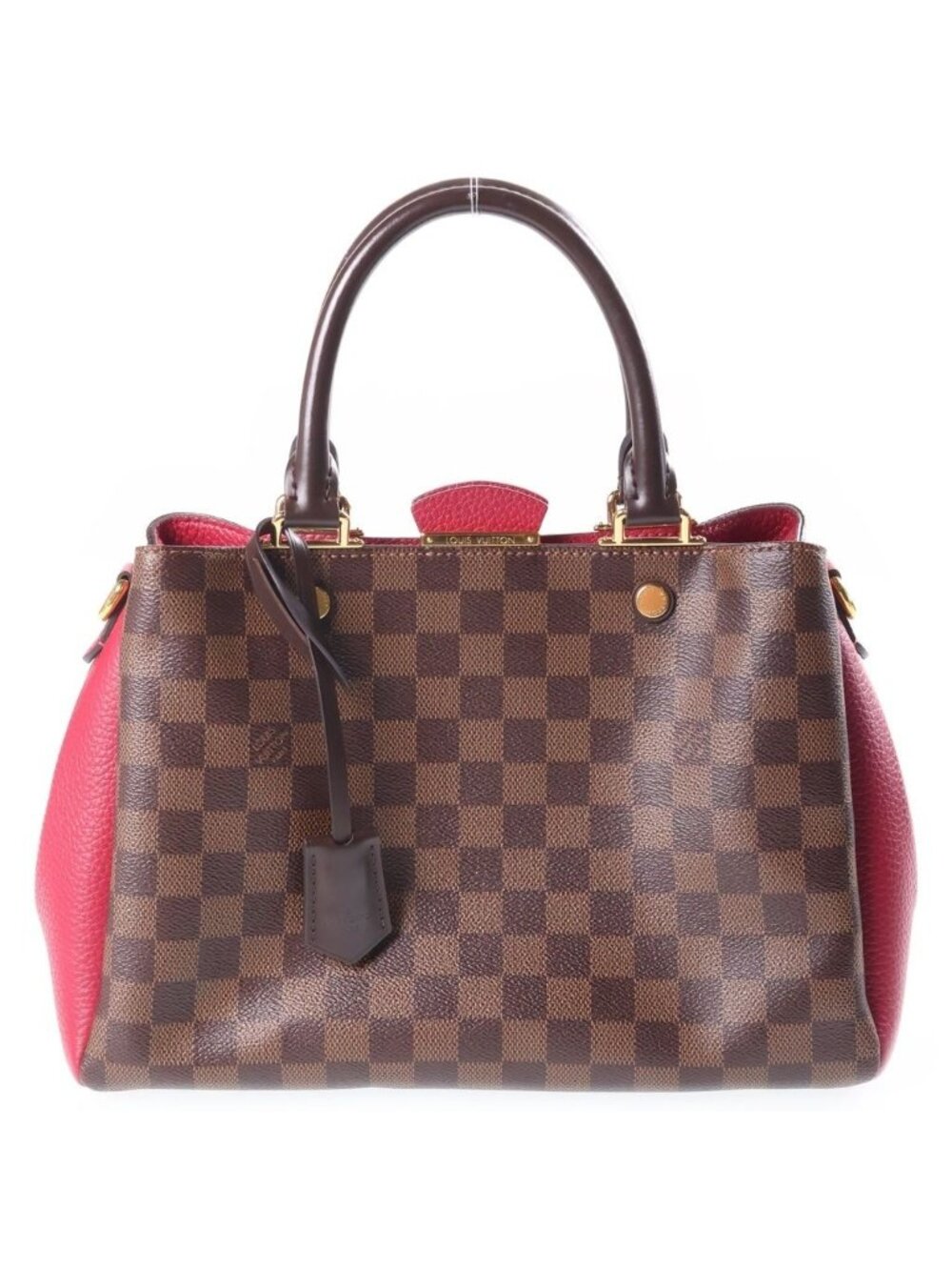 Louis Vuitton Brittany Handbag 2-Way Shoulder Damier Leather Brown Fuchsia